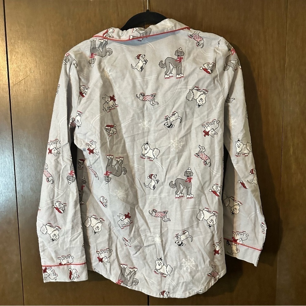 La Vie en Rose Christmas Dogs Winter Snow Gray Pajama Set Cotton Fleece Sz S - Picture 9 of 16